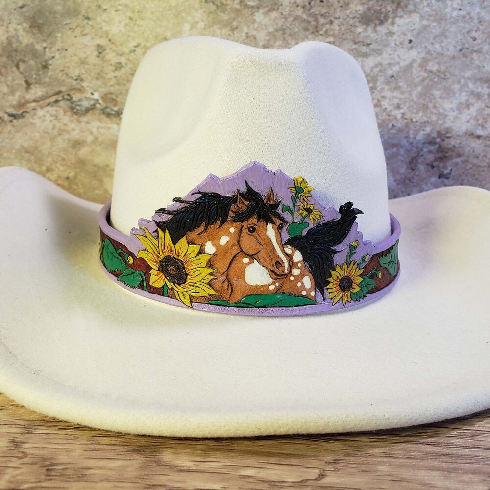 Paint Horse Leather hatband